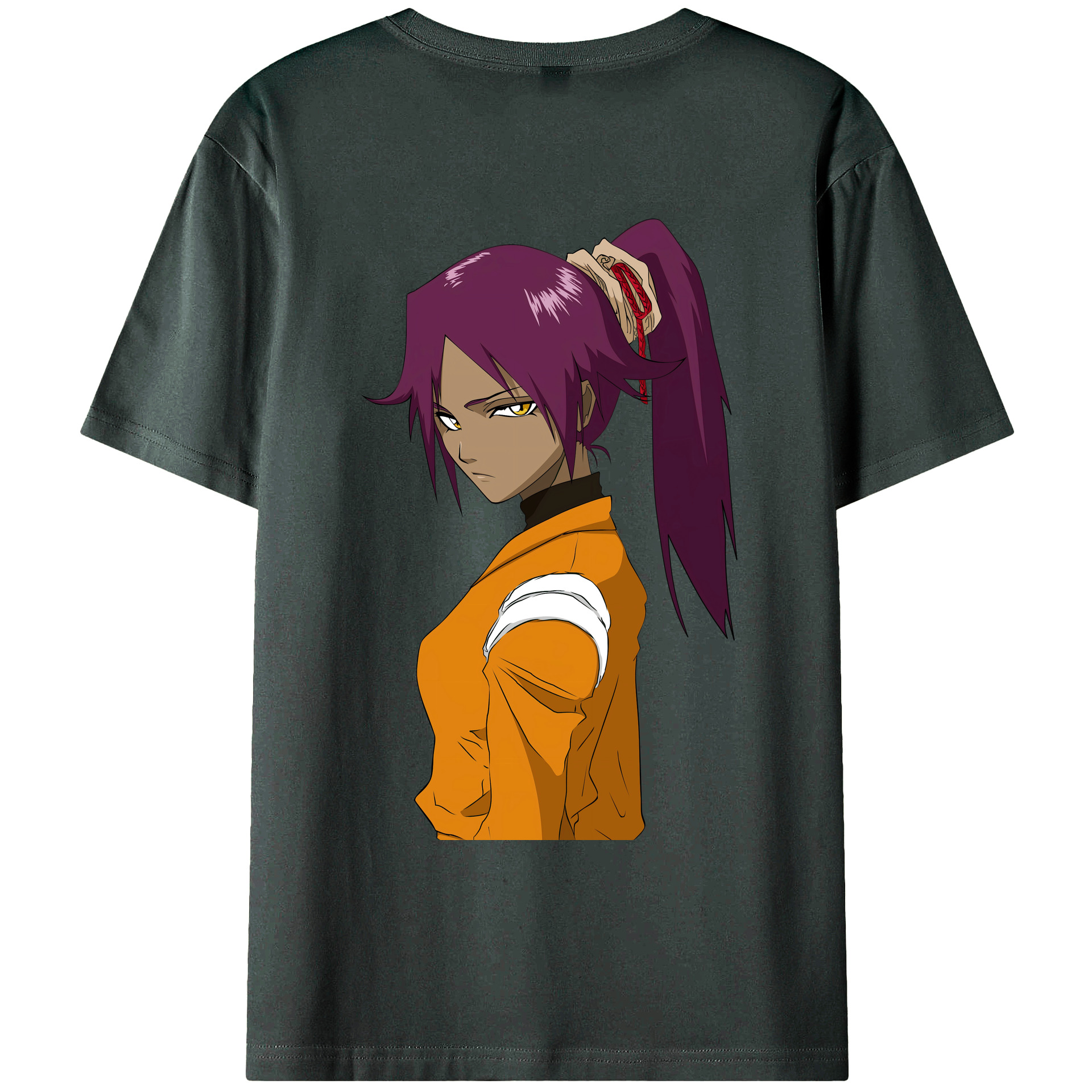 （画像用） ブリーチ 四楓院 夜一（しほういん よるいち） BLEACH Shihouin Yoruichi 綿100％ メンズ半袖Tシャツ（バックプリント） 通気性